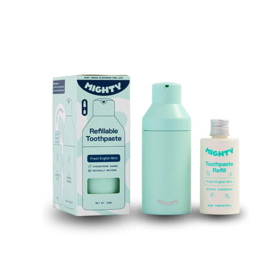 Boots Mighty Mint Green Dispenser and English Mint Toothpaste Refill 50ml- Buy online at McGrocer