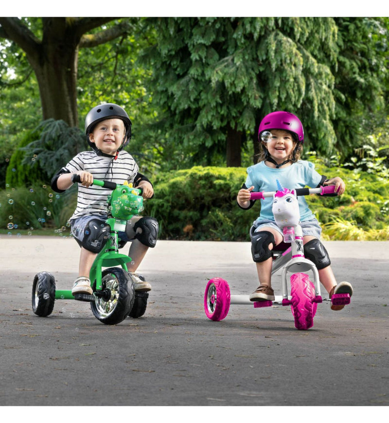 Xootz Bubble Go Dinosaur Trike with bubble machine - British product