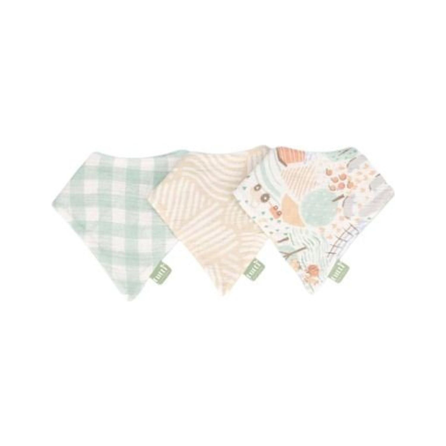 Tutti Bambini muslin bandana bibs 3 pack, imported from the UK