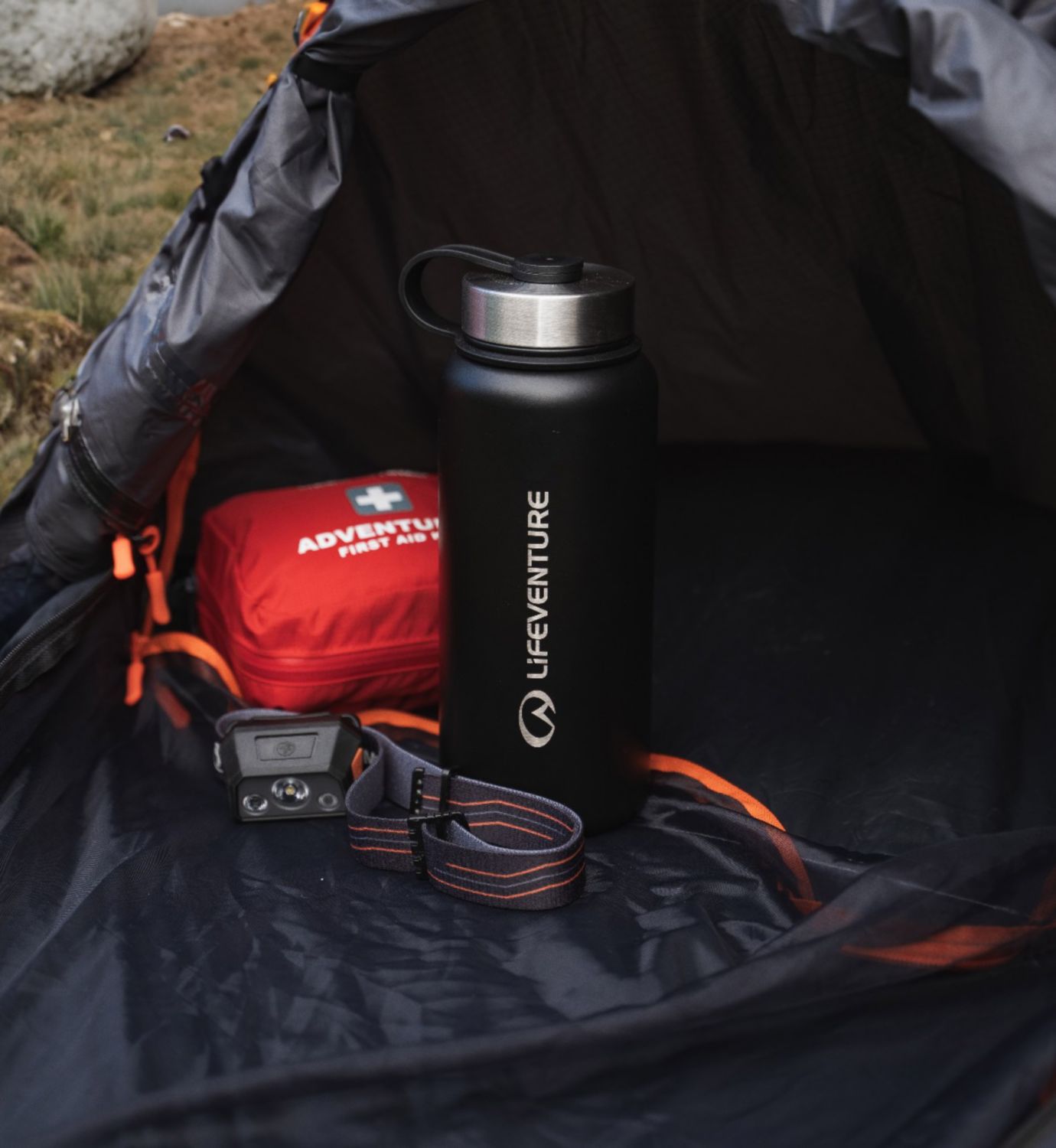 Lifeventure insulated flask black 1L, imported from the UK