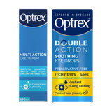 Optrex eye care bundle with wash and drops, 100ml & 10ml - British product