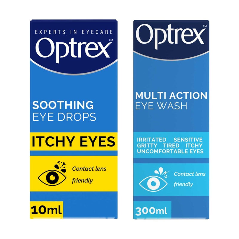 Optrex eye wash bundle 300ml and 10ml drops, UK version