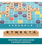 Mattel Scrabble board game with premium wood tiles - British product