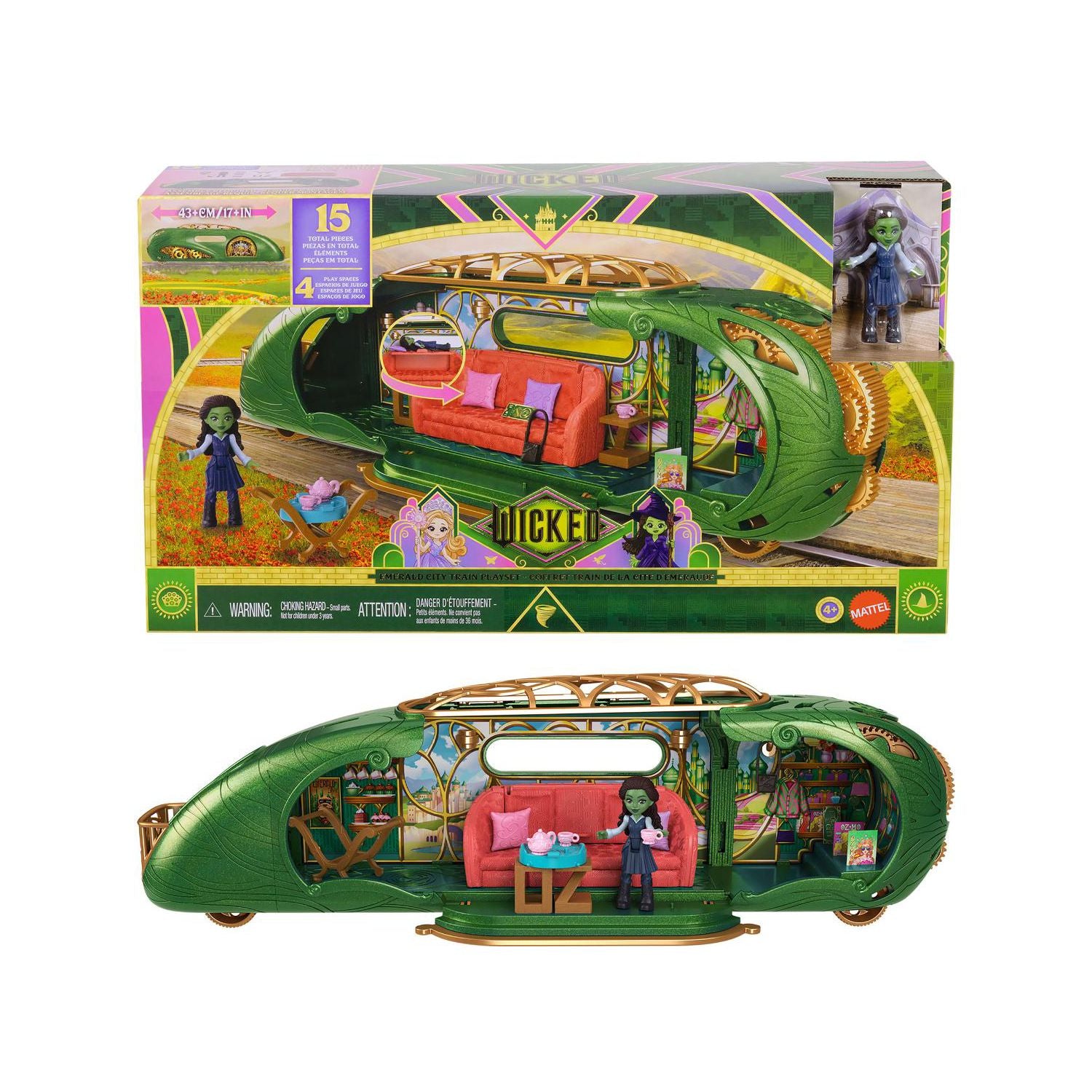 Mattel Wicked Emerald City train playset with Elphaba doll, UK version