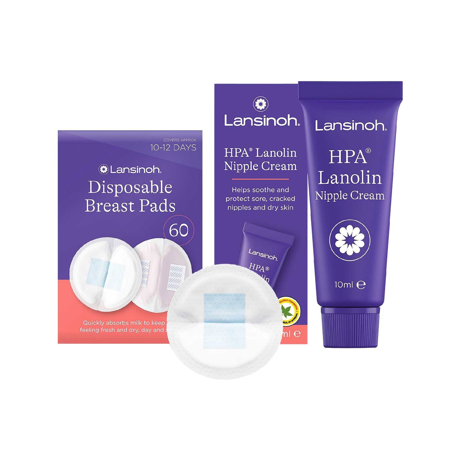 Lansinoh feeding bundle with nipple cream and breast pads, UK version