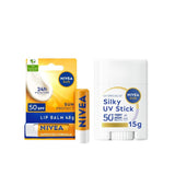 Nivea Sun Bundle lip balm 4.8g and UV stick 15g, UK version