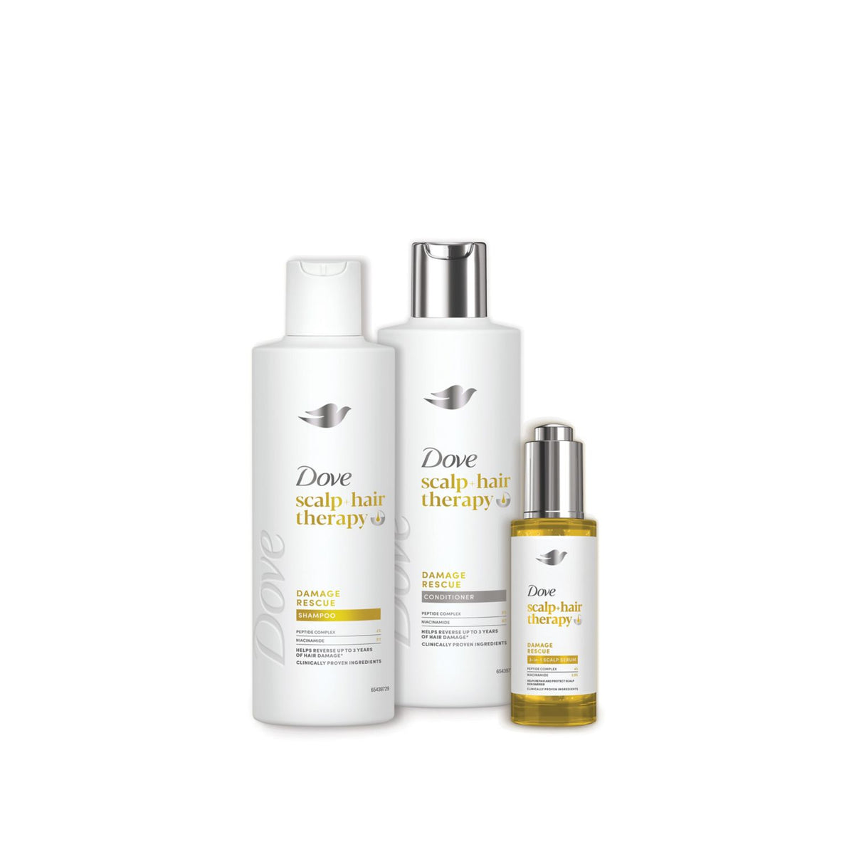 Dove Damage Rescue haircare bundle with shampoo conditioner serum, imported from the UK