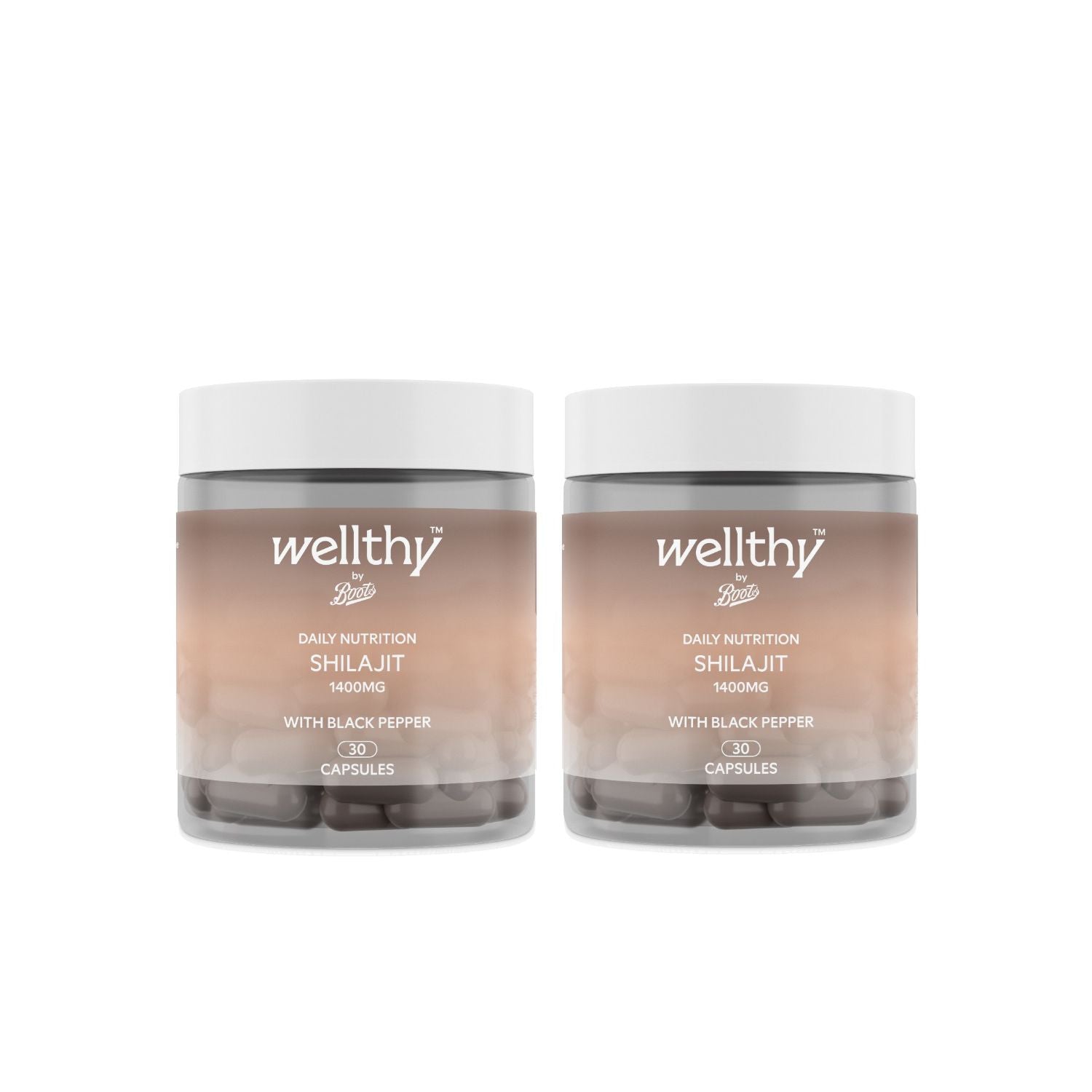 Wellthy by Boots Shilajit capsules 60 count bundle, imported from the UK