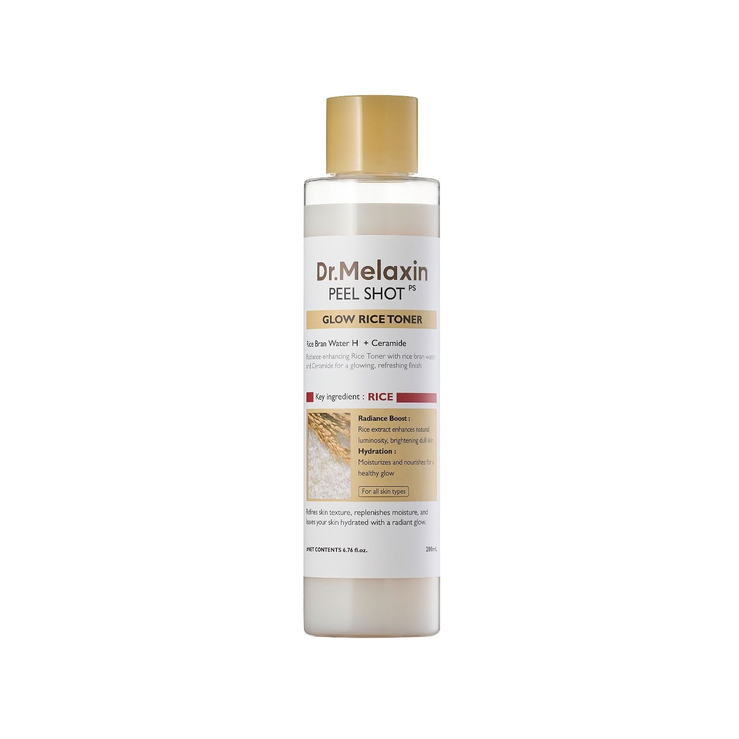 Dr.Melaxin Peel Shot Glow White Rice Toner 200ml, imported from the UK
