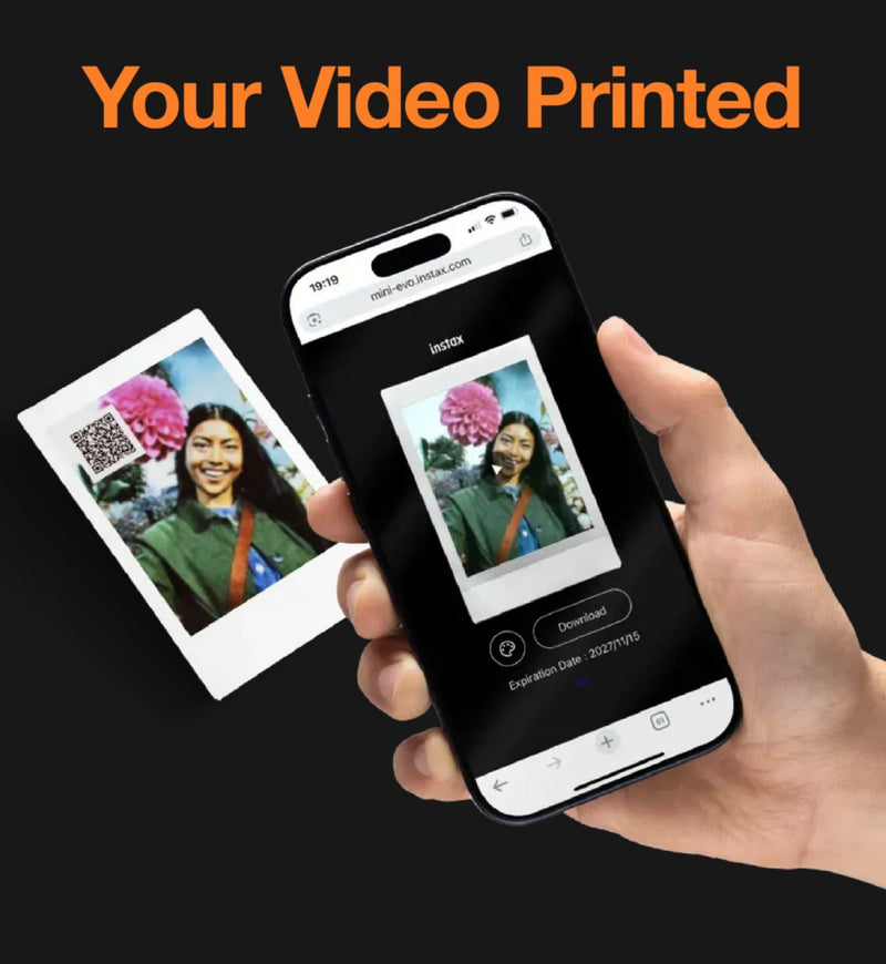 Instax Mini Evo Cinema hybrid camera black green - British product