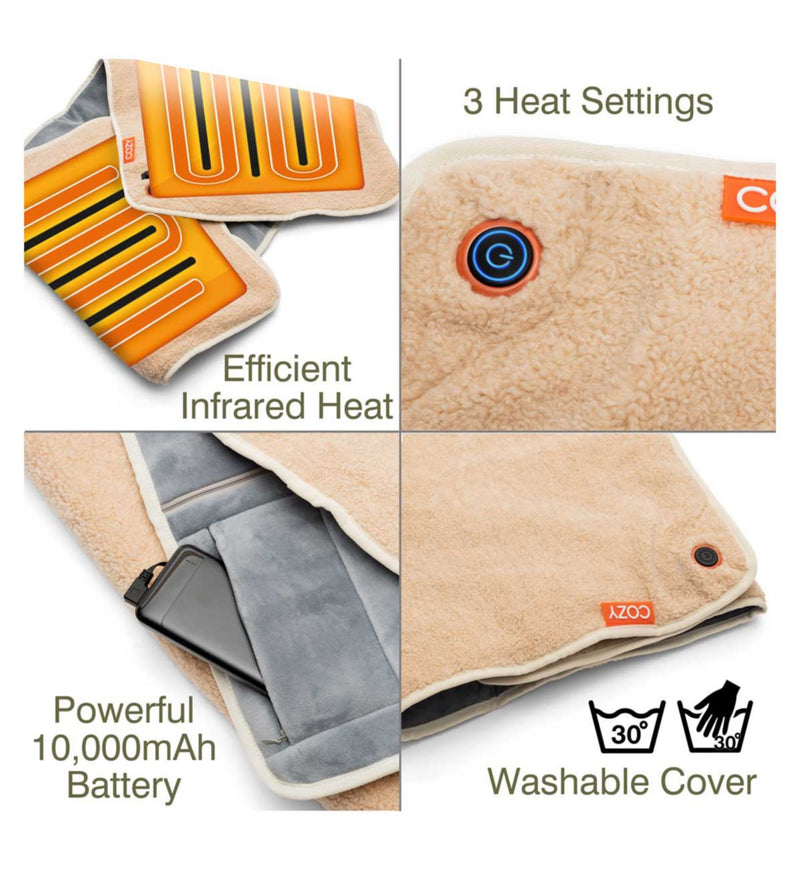 Cozy Jorv heated throw seat cover with power bank - British product