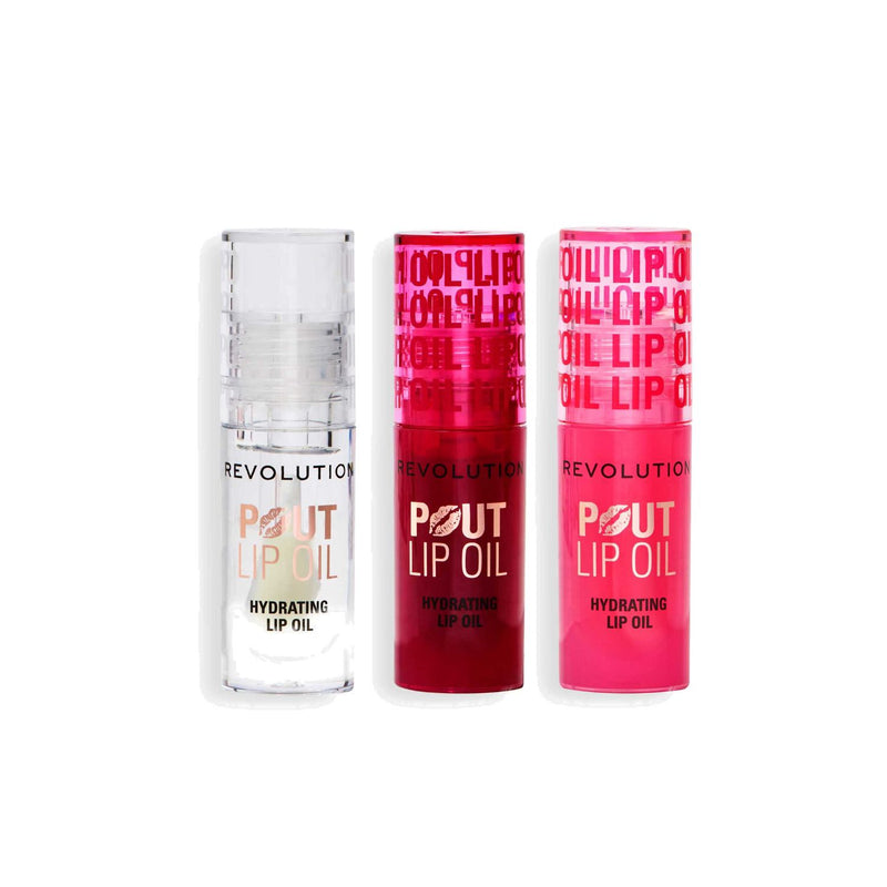 Revolution Pout Lip Oil Trio 3x4ml, imported from the UK