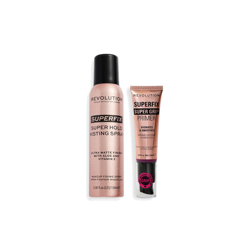 Revolution Superfix Heroes Bundle grip primer and misting spray, imported from the UK