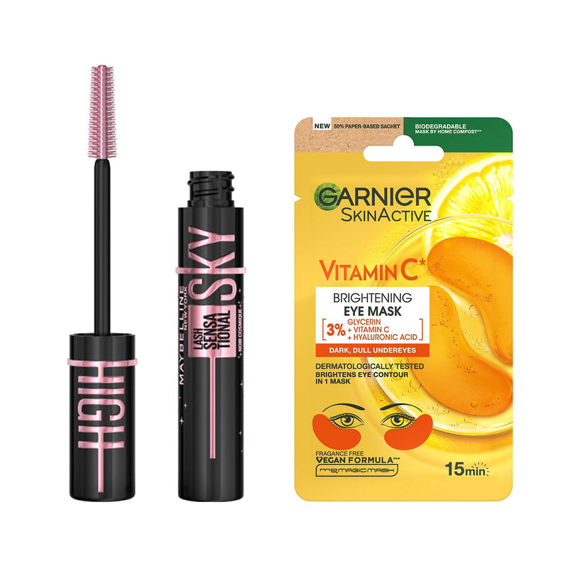 Maybelline Sky High mascara and Garnier Vitamin C eye mask bundle, UK version