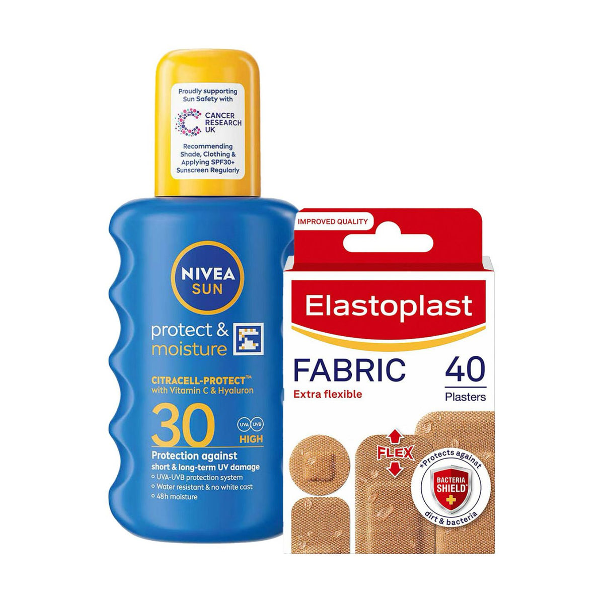 Elastoplast NIVEA holiday bundle with plasters and sun cream - British product