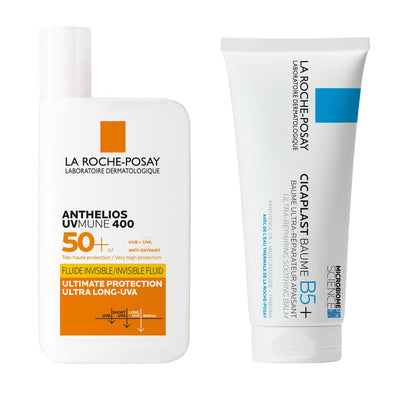 Boots La Roche-Posay Everyday Sun Defense & Repair Bundle with Anthelios UVMune 400 Invisible Fluid SPF50+ 50ml and Cicaplast Baume B5+ 40ml- Buy online at McGrocer