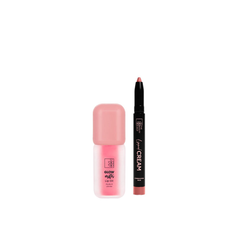 The Beauty Crop lip duo in Cinnamon Bun and Bubblegum, UK version