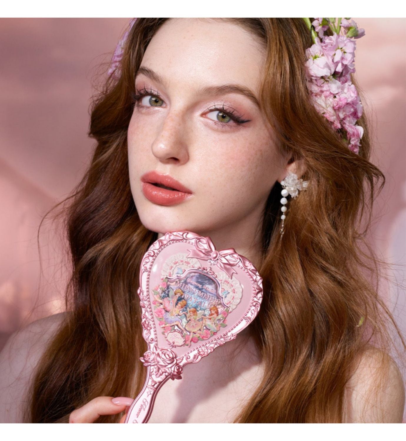 Flower Knows hand mirror Milky Pink - British product