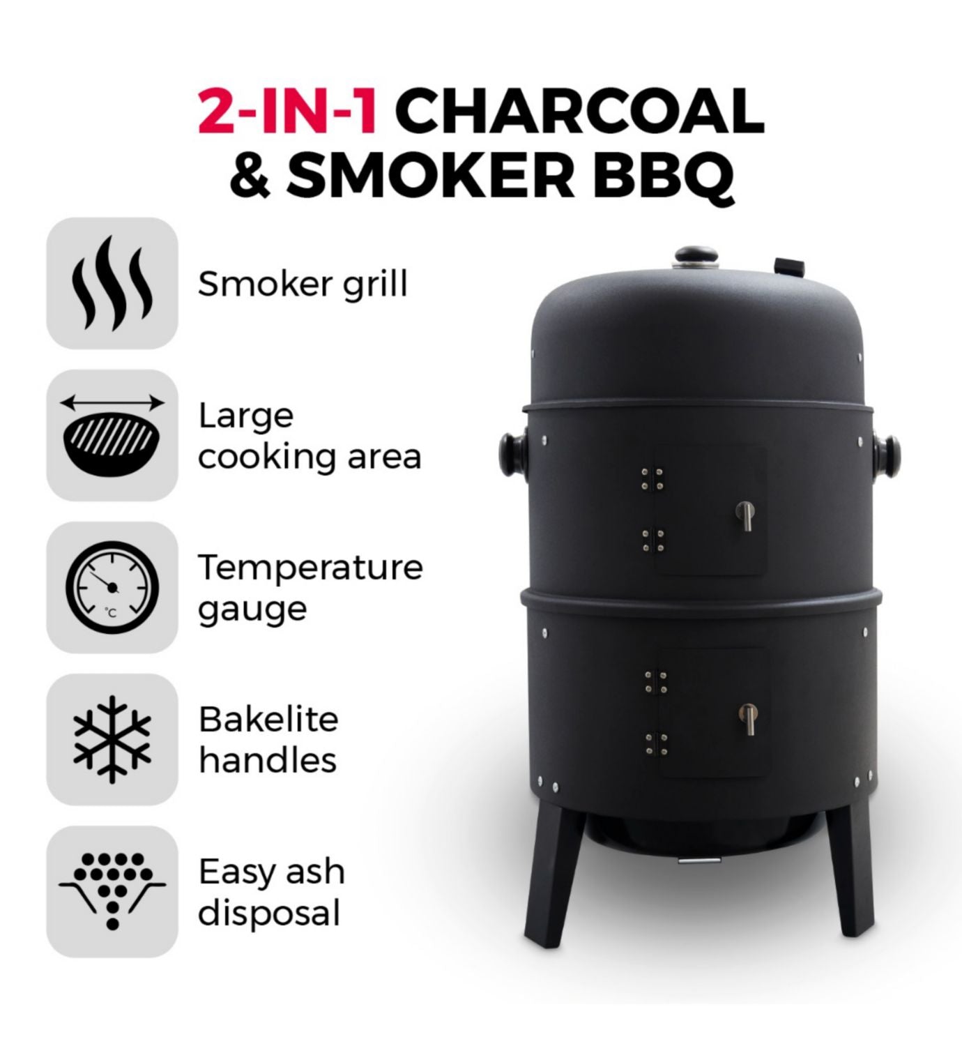 Tower charcoal smoker grill 2-in-1 (British brand)
