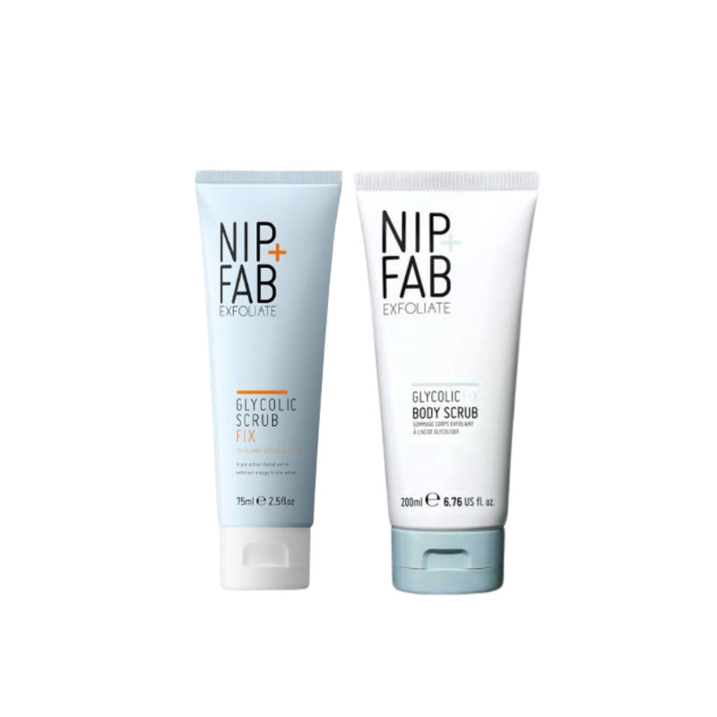 Nip+Fab glycolic scrub bundle 75ml and 200ml, imported from the UK