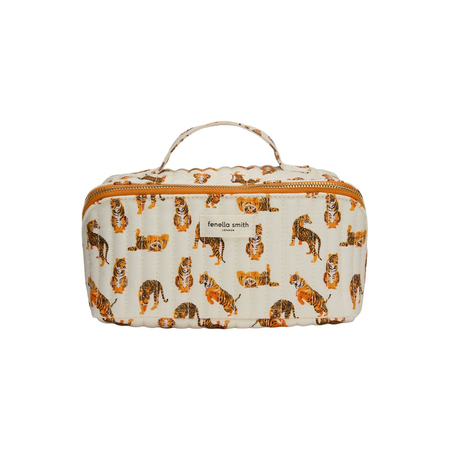 Fenella Smith Ella flat lay toiletry bag recycled cotton blend, UK version