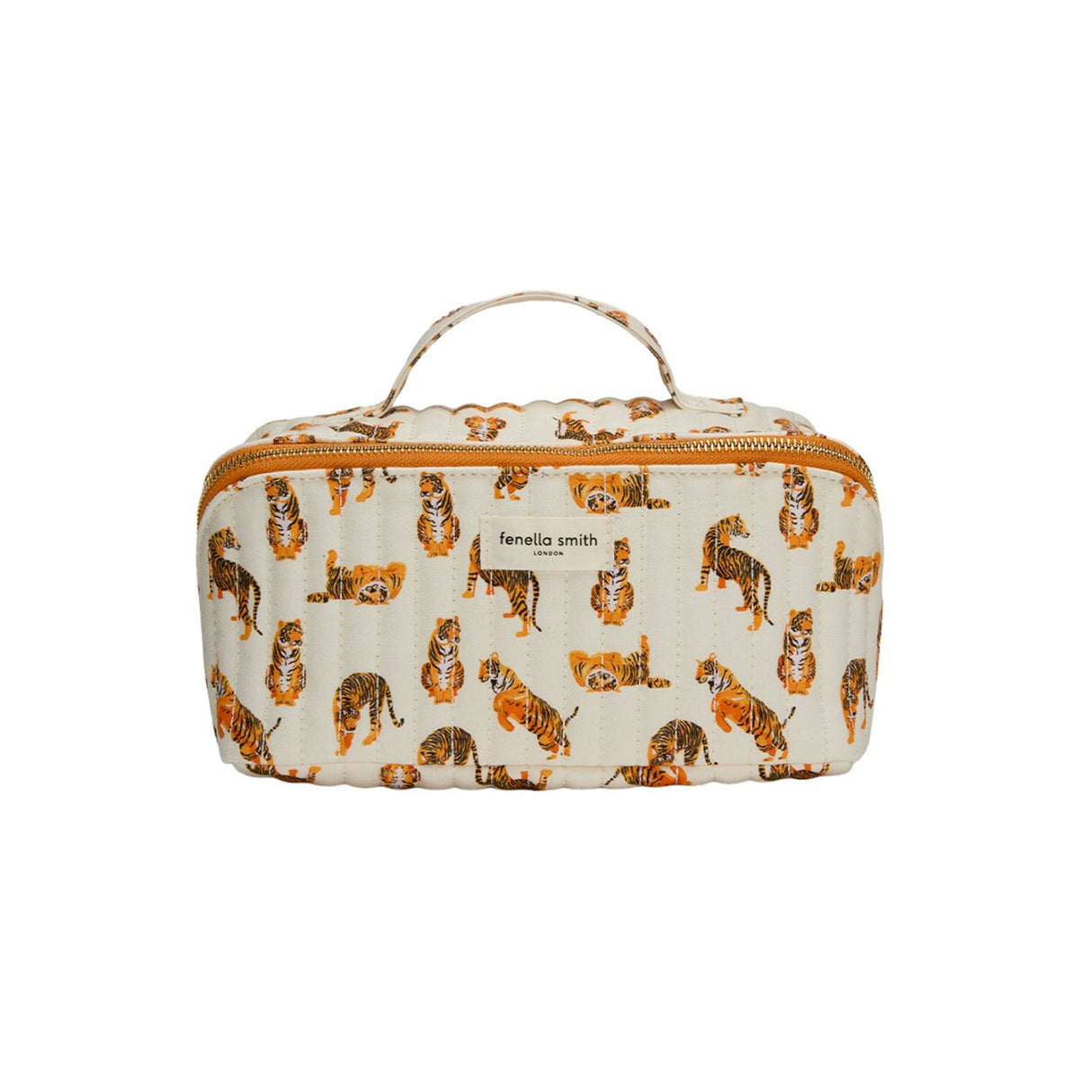 Fenella Smith Ella flat lay toiletry bag recycled cotton blend, UK version