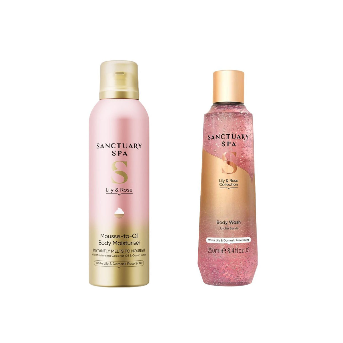 Sanctuary Spa Lily & Rose bath bundle 200ml and 250ml, UK version