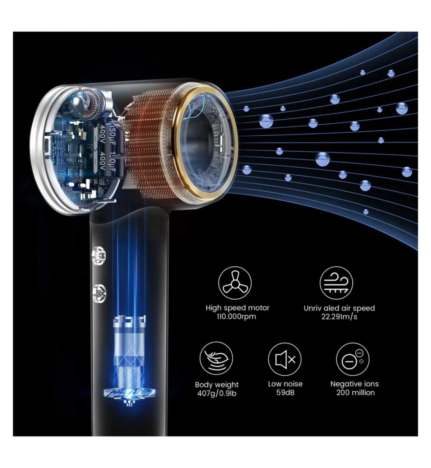 Laifen Swift Premium White high-speed hairdryer, imported from the UK