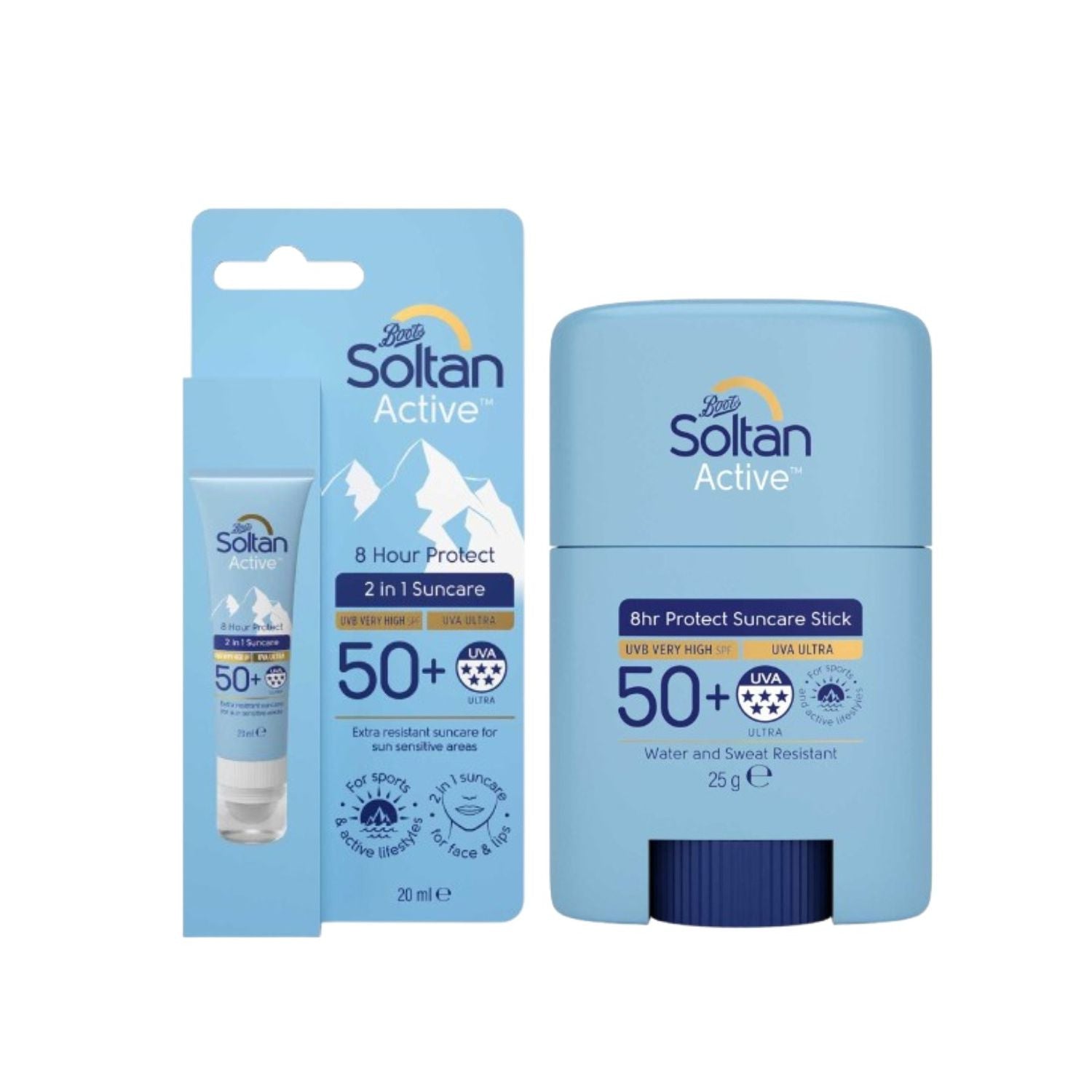 Soltan SPF50 suncare stick and lotion bundle, imported from the UK