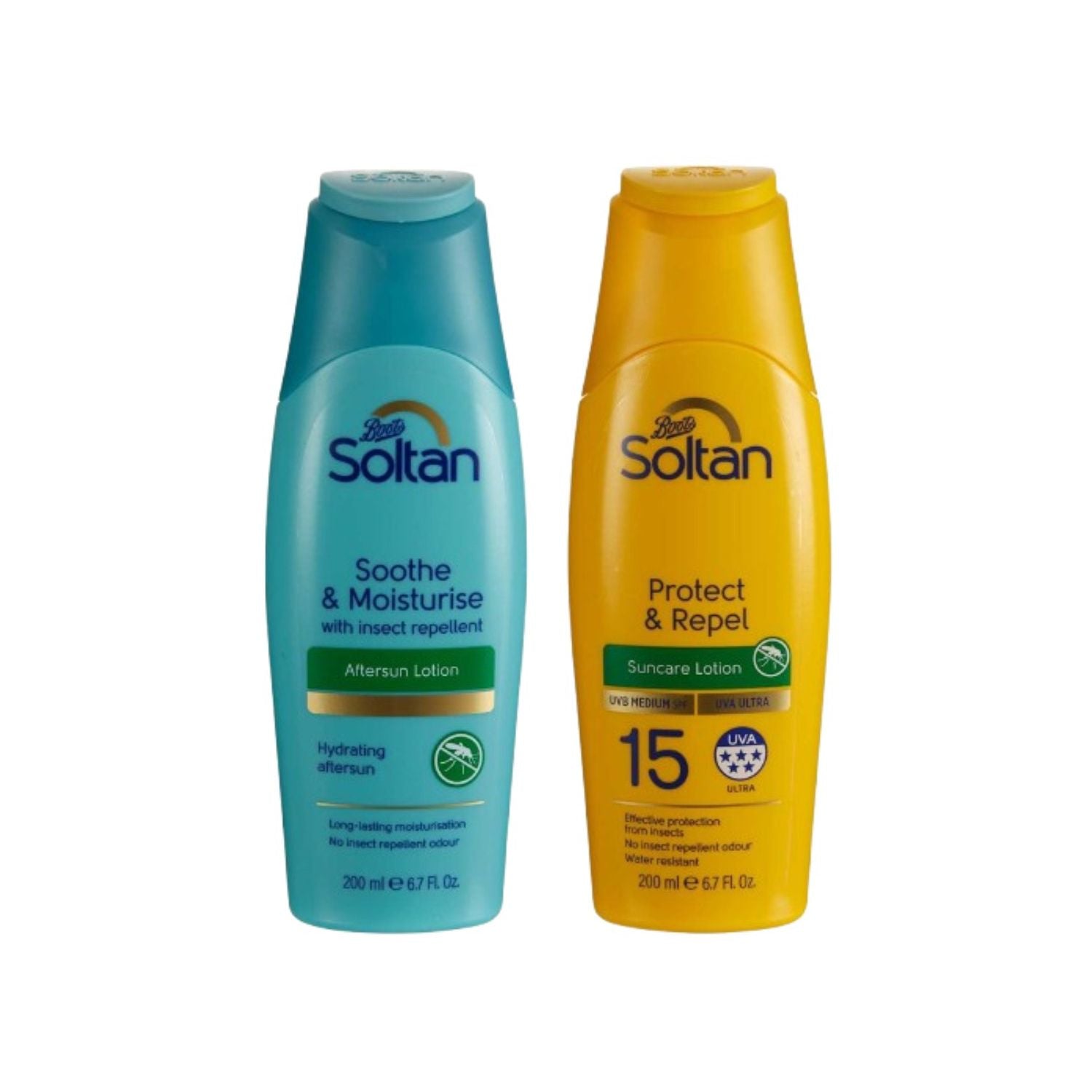 Soltan insect repellent sunscreen duo SPF15 200ml each - British product