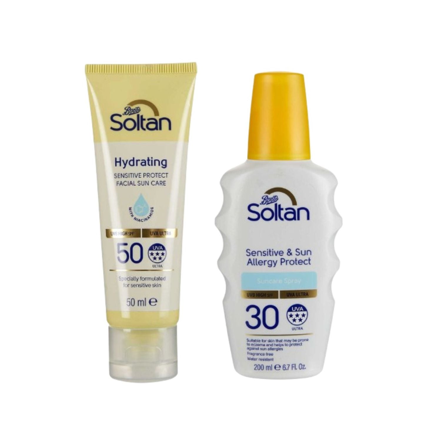 Soltan suncare duo sensitive face & body spray SPF30, imported from the UK