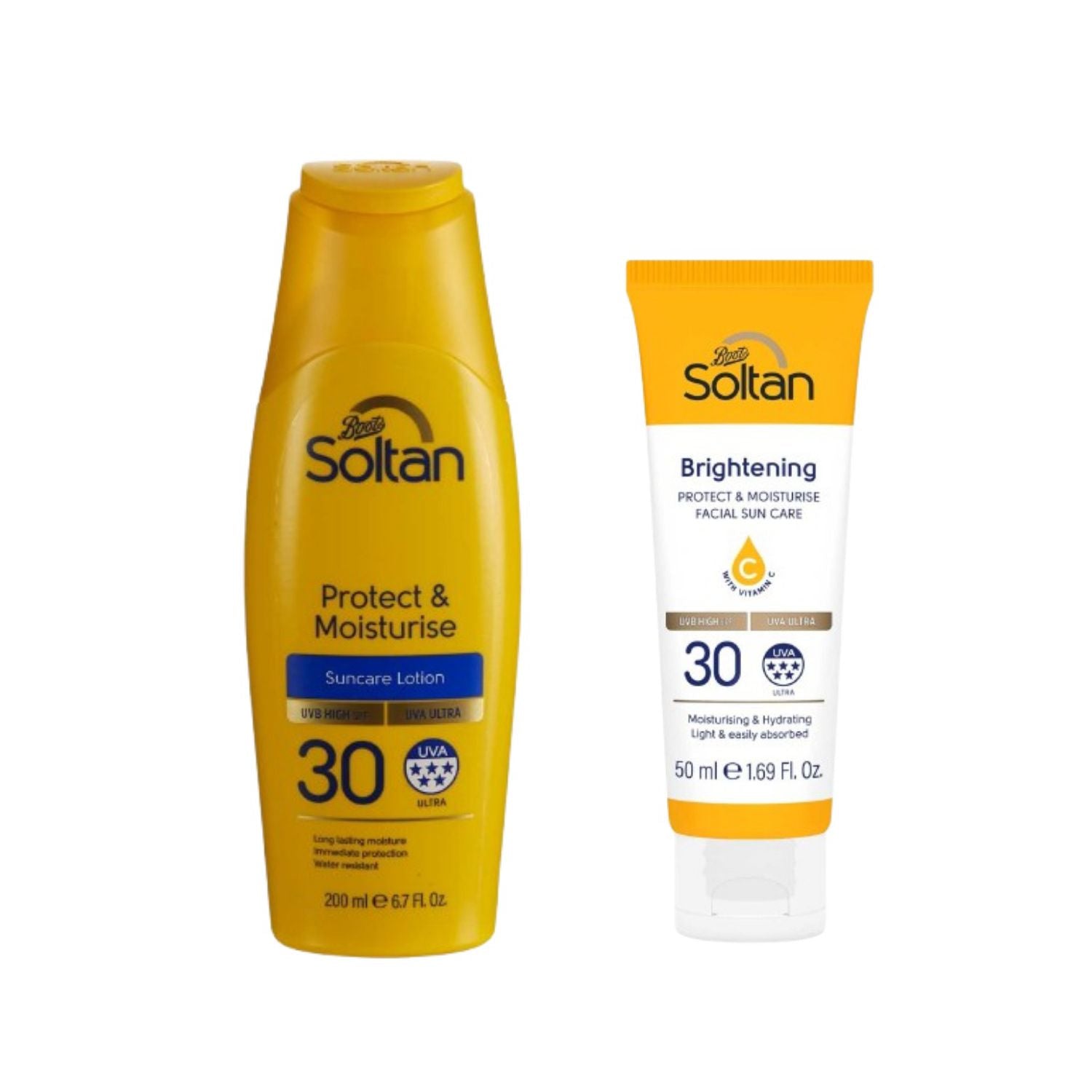 Soltan SPF30 suncare bundle 200ml and 50ml - British product