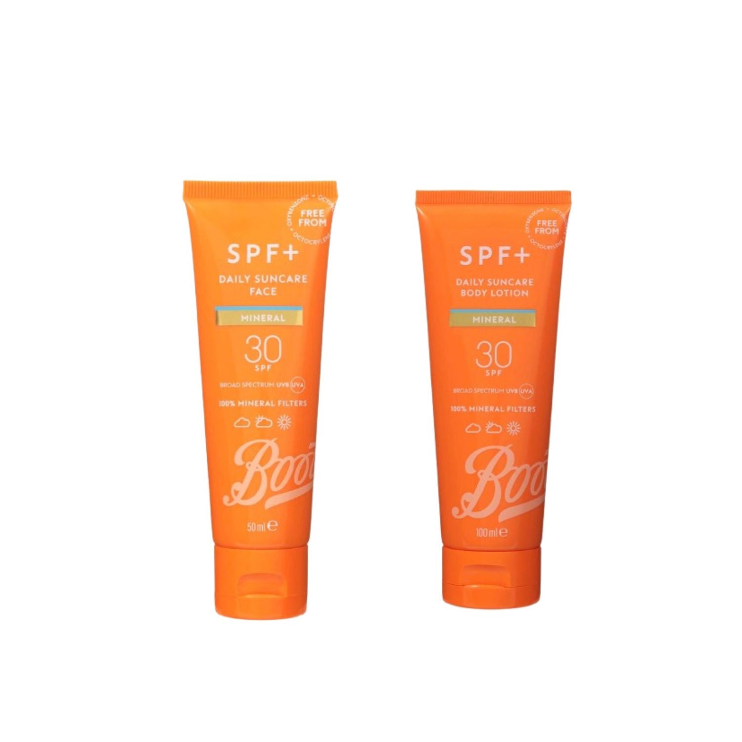 Boots SPF+ Mineral Sunscreen Face & Body Duo SPF30, UK version