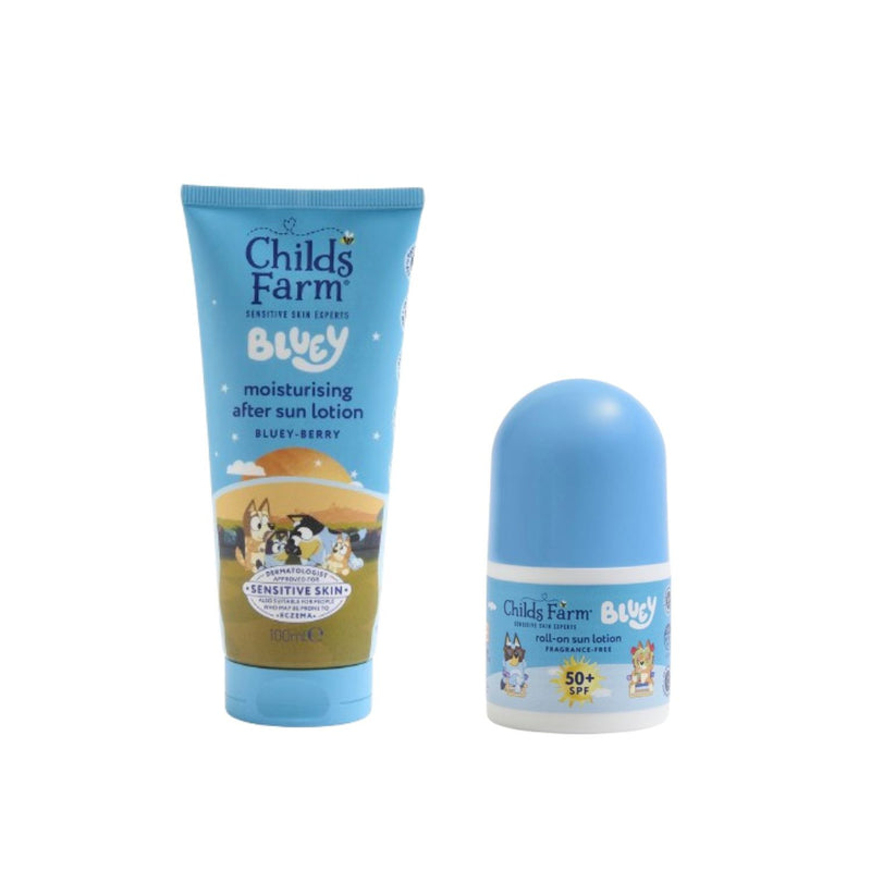 Childs Farm Bluey Suncare Bundle with after sun and roll-on lotion, UK version