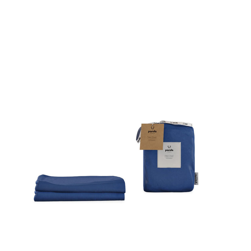 Panda bamboo fitted sheet Super King Navy - British product
