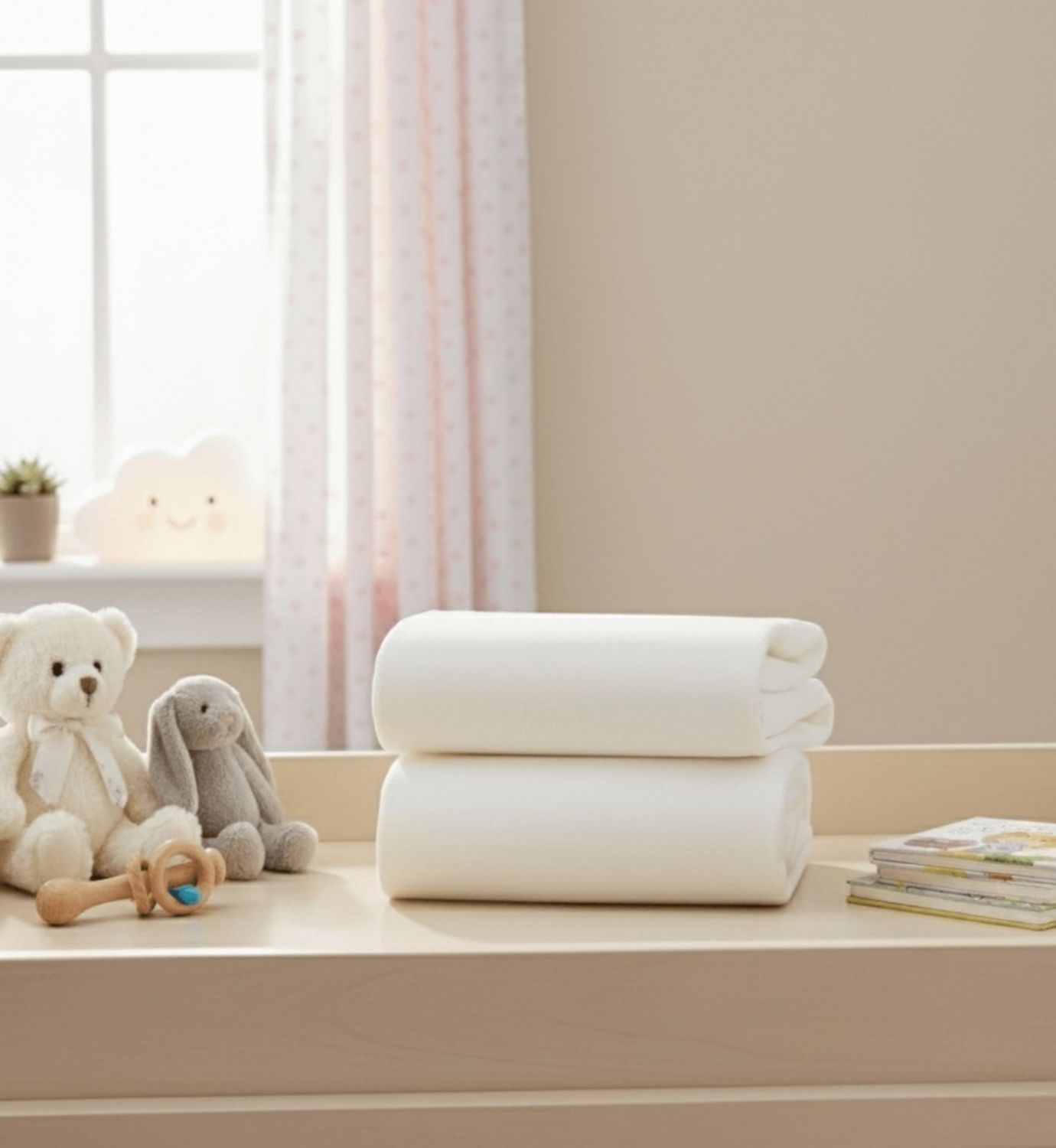 Clair de Lune cream cot bed sheets 2 pack, UK version