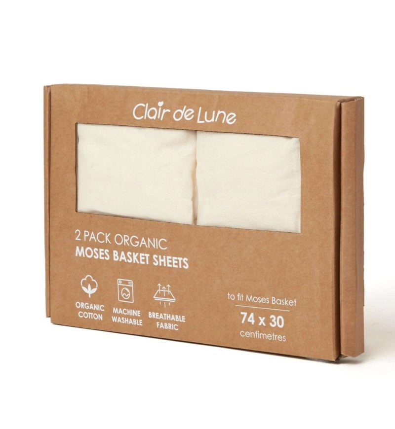 Clair de Lune organic moses basket sheets cream, UK version