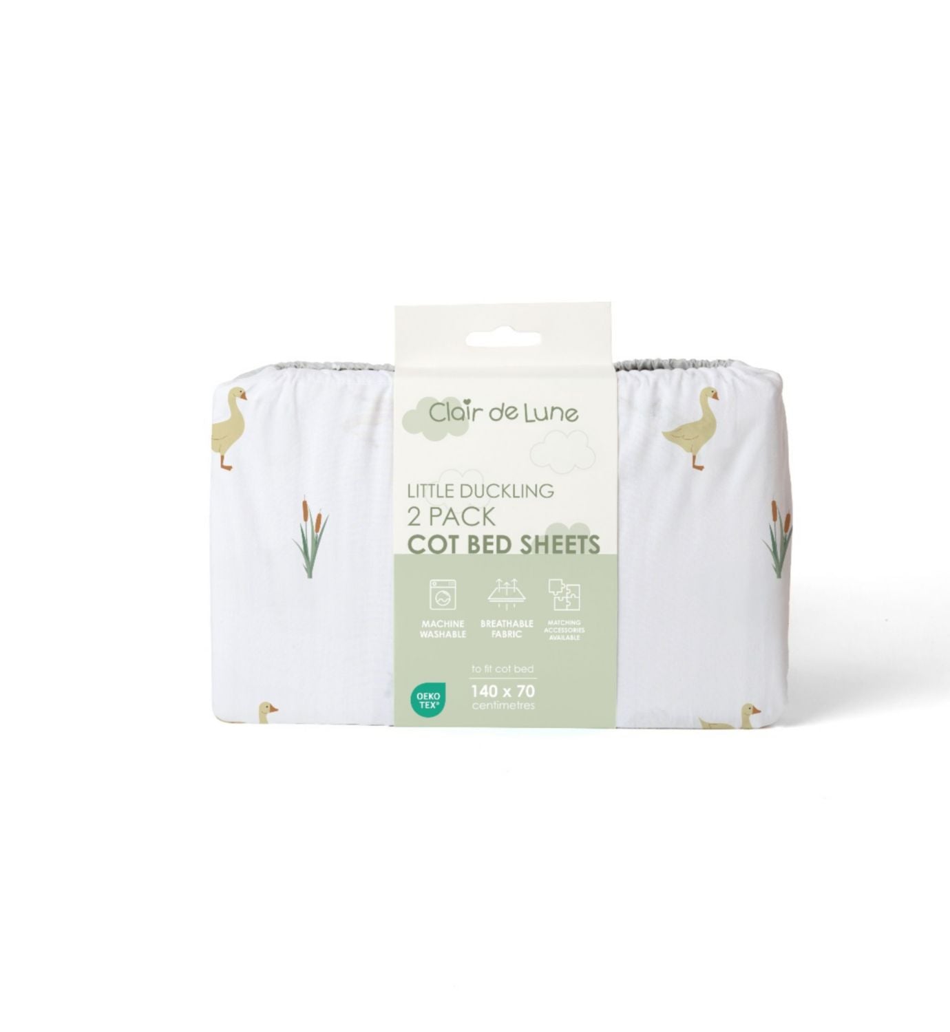 Clair de Lune Little Duckling cot bed sheets 2 pack, imported from the UK