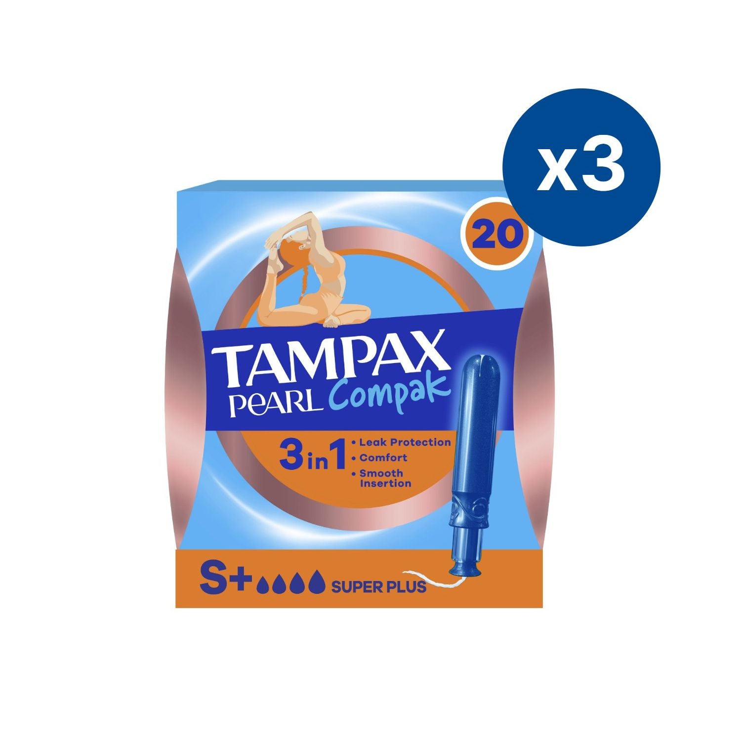 Tampax Pearl Compak Super Plus tampons bundle 60 count, UK version