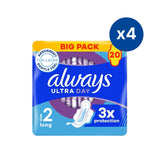 Always sanitary towels long size 2 with wings 20 pads, imported from the UK