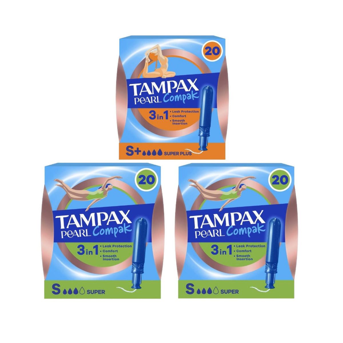 Tampax Pearl Compak tampon bundle Super and Super Plus (British brand)