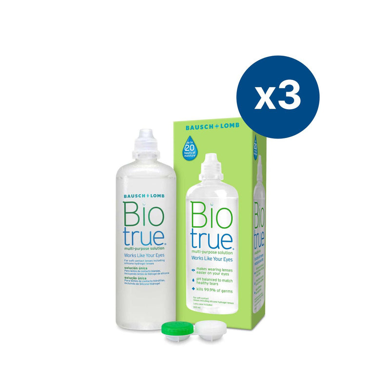 Biotrue multi-purpose contact lens solution bundle 300ml x3, imported from the UK