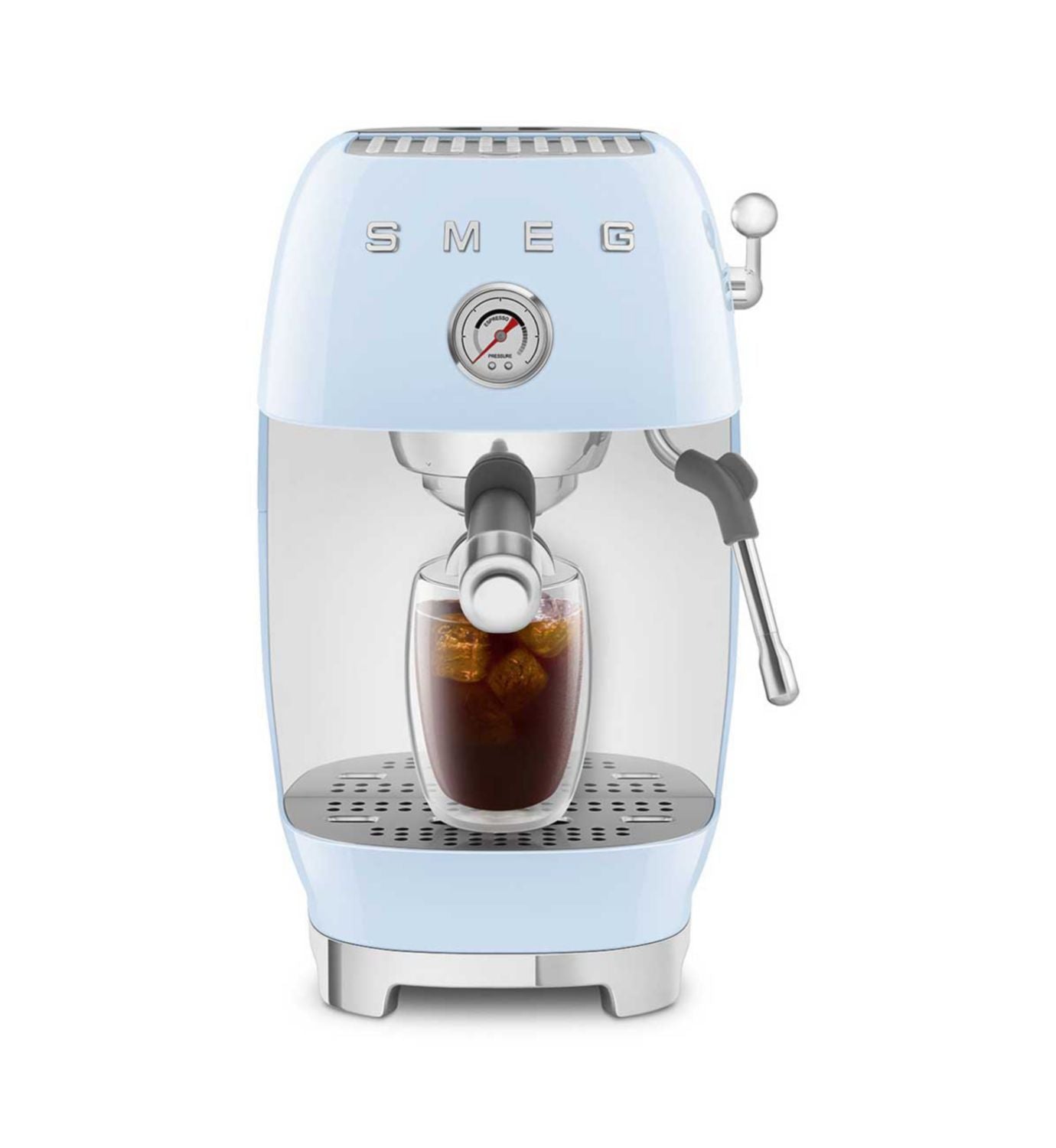 Smeg pastel blue espresso and cold brew coffee machine (British brand)
