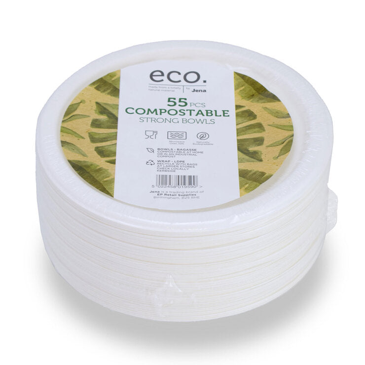 Bols résistants, compostables et écologiques (lot de 55)