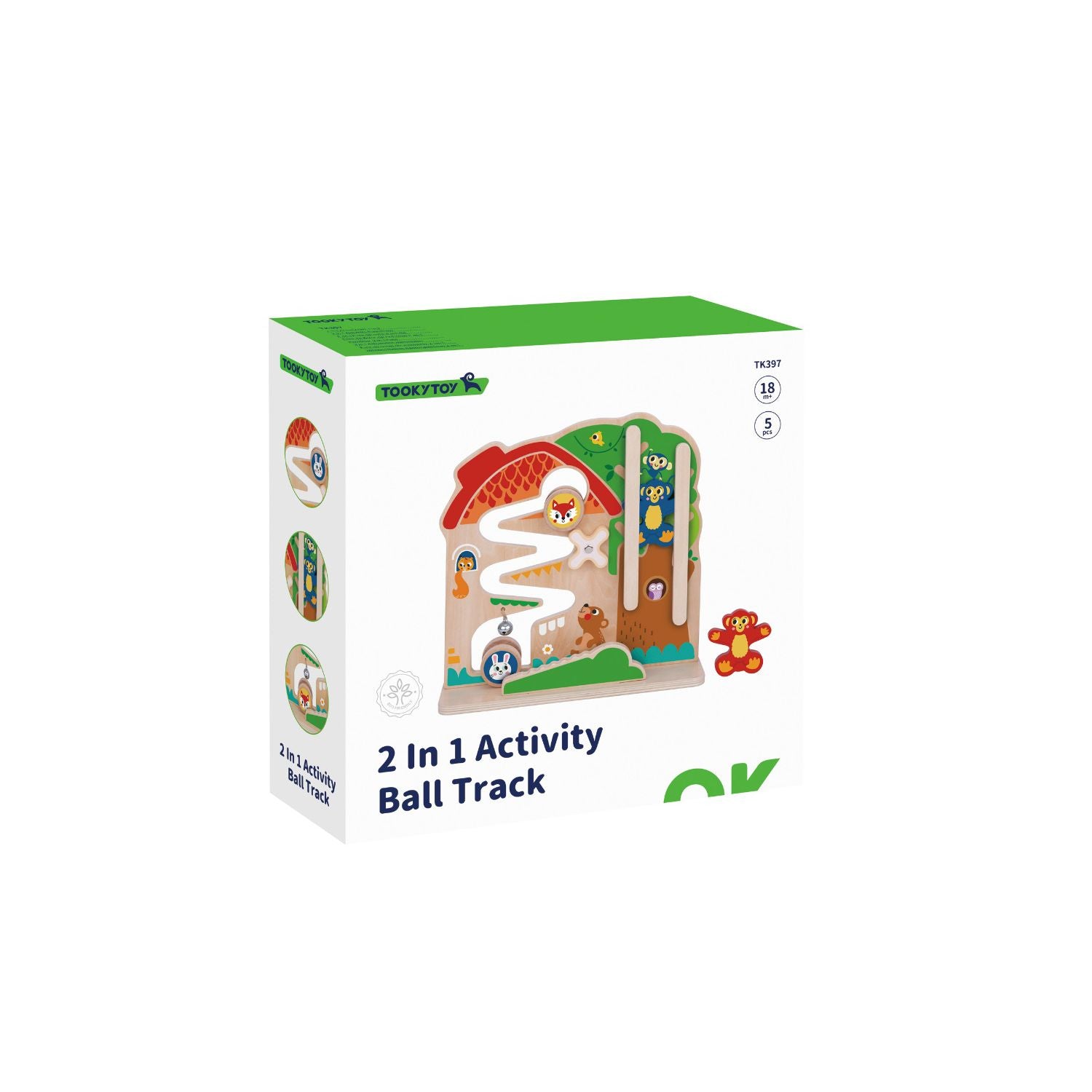 Tooky Toy 2-in-1 activity ball track wooden toddler toy, UK version