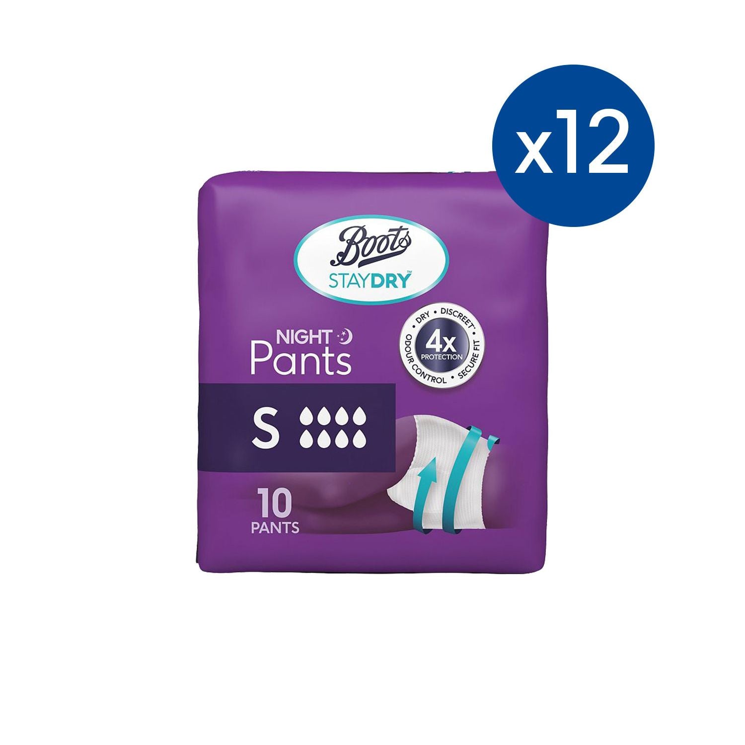 Boots Staydry Night Pants Small Adult Incontinence Protection - British product