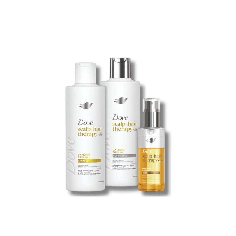 Dove Damage Rescue bundle shampoo conditioner serum (British brand)