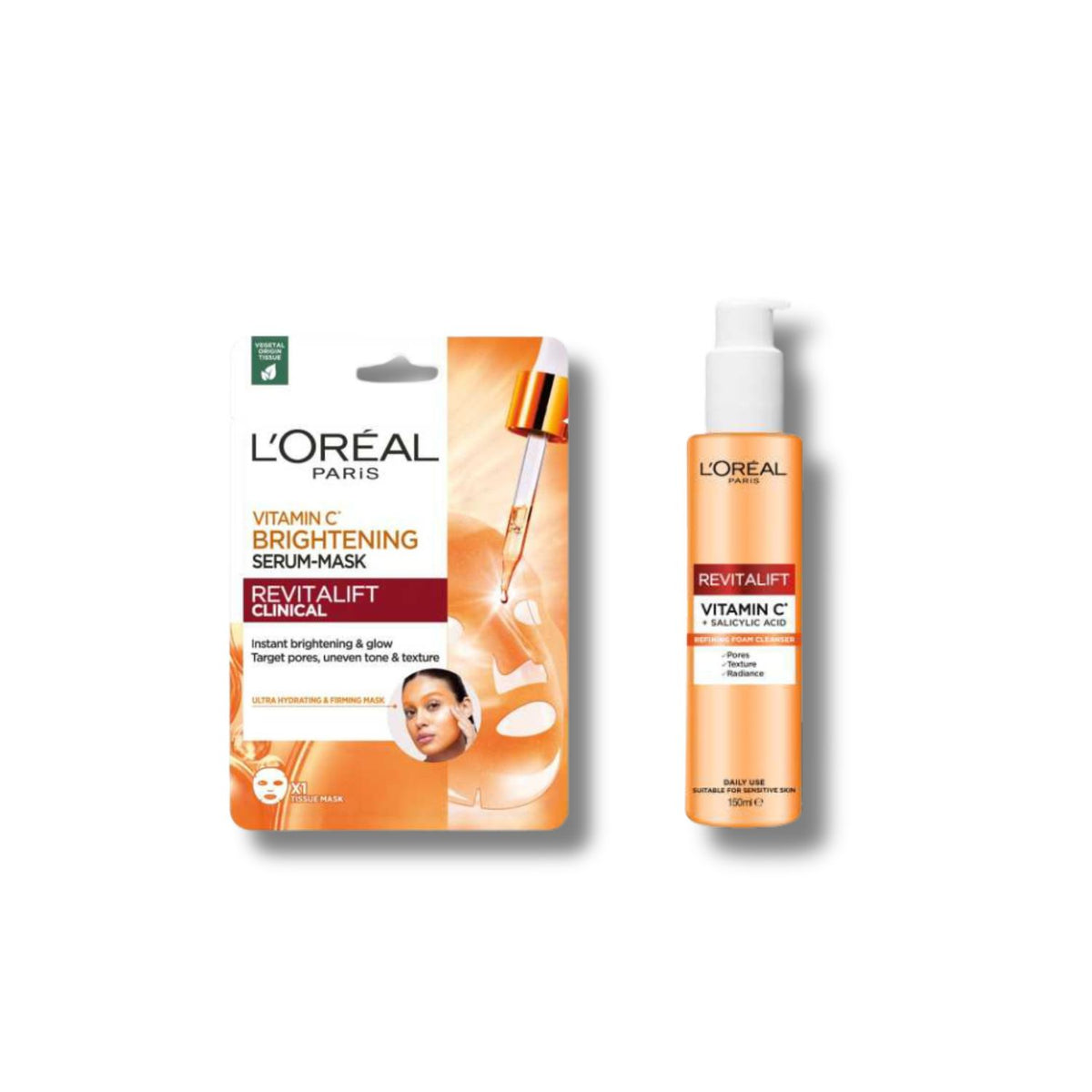 L'Oreal Paris Vitamin C cleanser and sheet mask bundle (British brand)