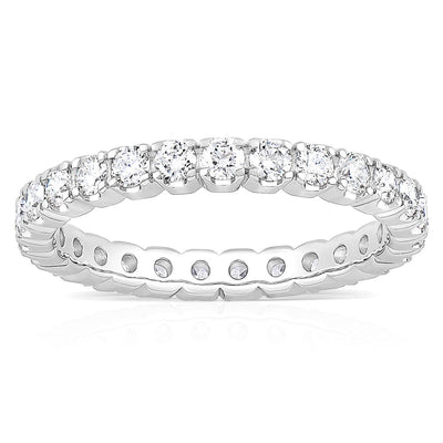 Costco UK 1.00ctw Round Brilliant Cut Claw Set Diamond Eternity Ring, 18ct White Gold, UK Sizes K-P- Buy online at McGrocer