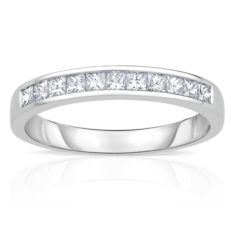 Costco princess cut diamond half eternity ring size P, imported from the UK